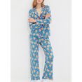 thumbnail image 3 of SUNSIOM Women's Christmas Pajama Sets, Gingerbread Print Long Sleeve Button Down Tops Elastic Waist Pants 2Pcs Set, 3 of 6