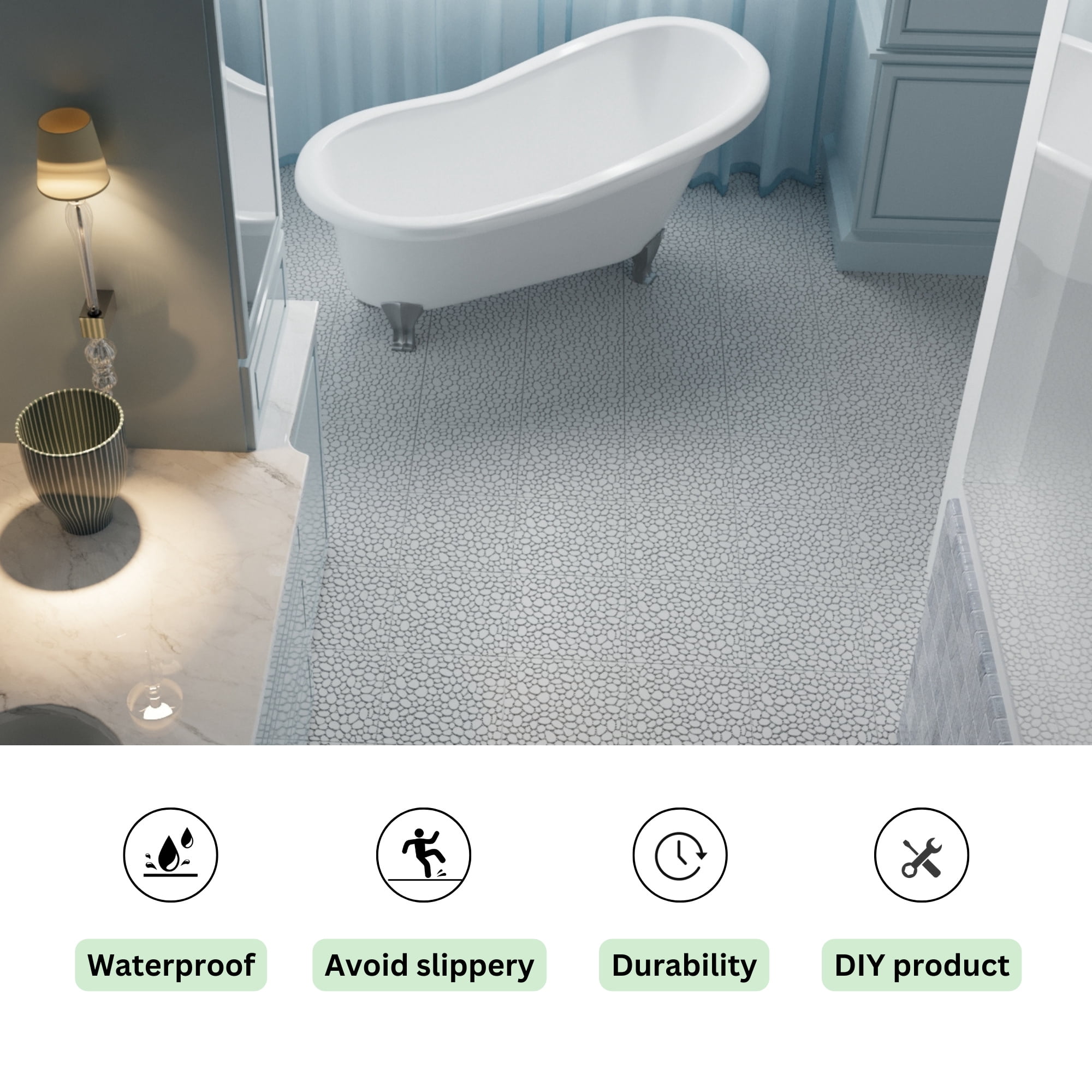 Miniyam 60 Pcs Interlocking Deck Tiles, 12*12 inch, Plastic, Weight Capacity Up to 440 LBS, Light Gray