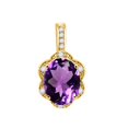 thumbnail image 3 of Mauli Jewels Engagement Necklace for Women 4.60 Carat Oval Shaped Amethyst and Diamond Pendant 4-prong 10K Yellow Gold|Silver Chain, 3 of 5