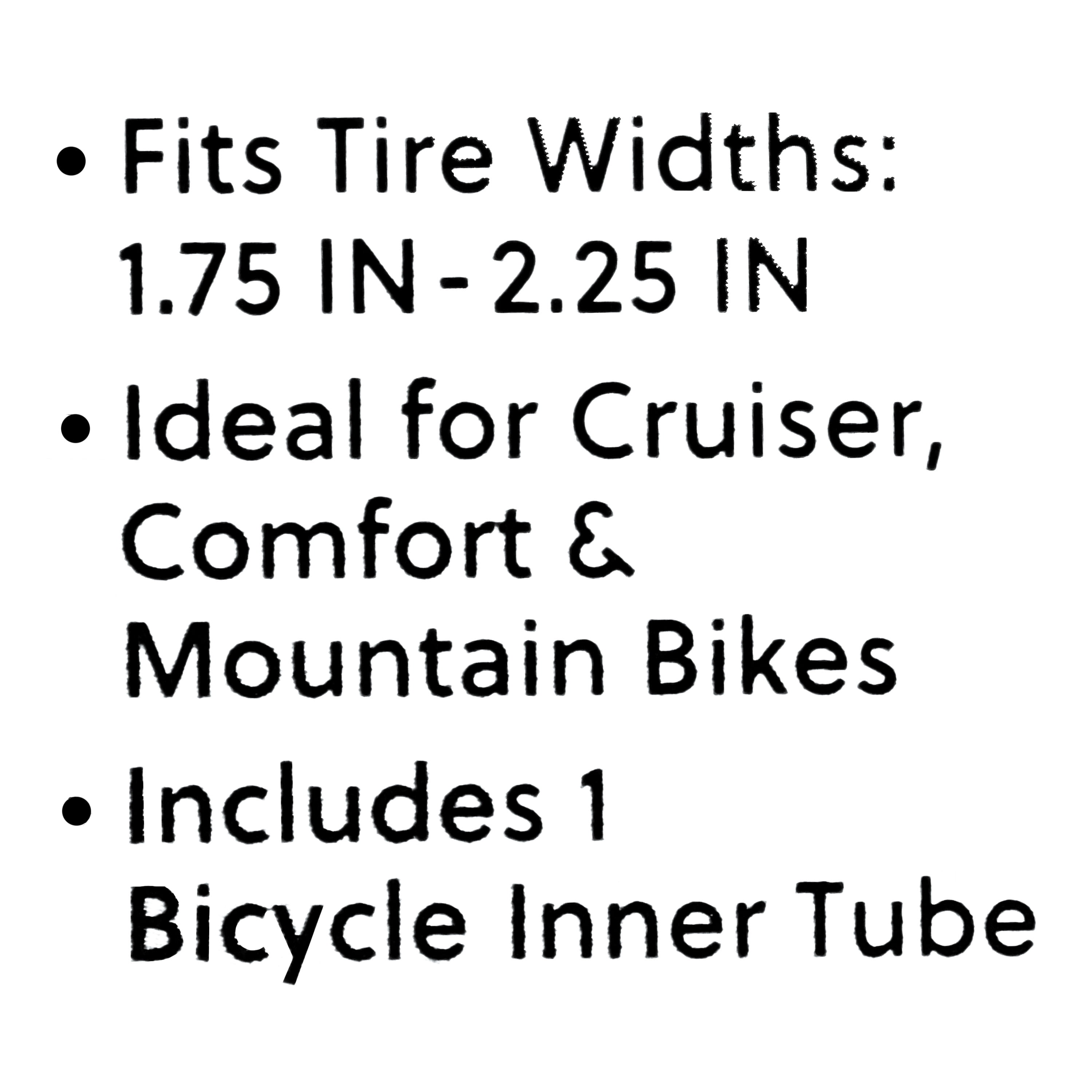 Concord Replacement Bicycle Inner Tube, 26" x 1.75"-2.25", Schrader Valve