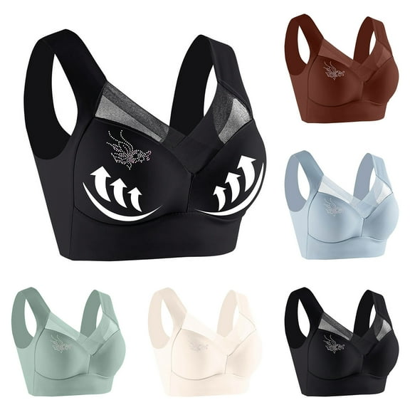 QNANSPI Women's Plus Size Bras,Jelly Bra,Embellished Wireless Camisole Thin Comfortable Side Support Seamless Bralette Tank Top for Everyday Women Underwear