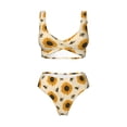 thumbnail image 4 of Rocae Sunflowers And Bee for Bikini Set for Women Two Piece Sexy High Swimsuits Split Crossover Bikini X-Large, 4 of 9