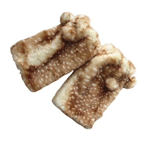 Cartoon Head Wrap Deer Soft Thicken Leg Warmer for Women Outdoor Wear Lace Brim Holiday Party Photo Props