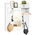 thumbnail image 1 of Gymax Wall Mounted Mirror Coat Hat Rack Storage Shelf w/4 Hooks & Hanging Bar Entryway, 1 of 10
