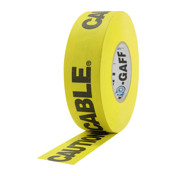 Pro Tapes Printed Pro-Gaff Gaffers Tape: 3 in x 55 yds. (Yellow with Black "CAUTION CABLE" printing)