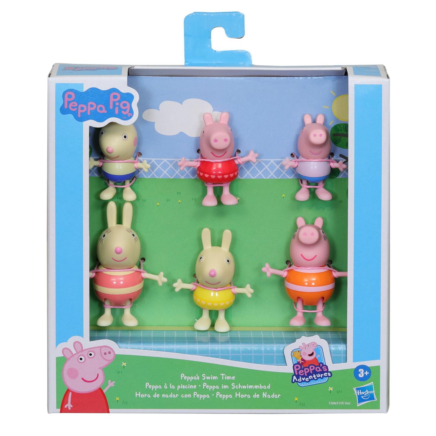 Peppa Pig Peppa's Adventures Peppa's Swim Time Figure 6-Pack Toy, 6 Family and Friend Figures in Swimming Costumes, Ages 3 and up