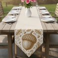 thumbnail image 6 of Brown Thanksgiving Table Runner Linen Burlap Table Runner 90 Inches Long Farmhouse Fall Cones Leaves Berry Dresser Scarves for Kitchen Island Coffee Dining Room Party Holiday Decoration 13"x90", 6 of 8