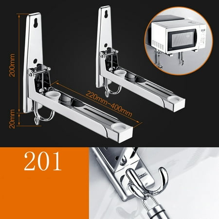 

Microwave Oven Bracket Holder Stainless Steel Wall Mount Sturdy Adjustable Stand Rack For Kitchen With Hook 201 Stainless Steel