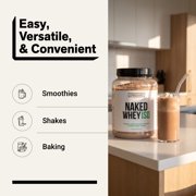 Naked Chocolate Whey Isolate Protein - Only 6 Ingredients, 30g Grass-Fed Protein, Undenatured, No GMO, No Soy, Gluten-Free, No Preservatives - 24 Servings
