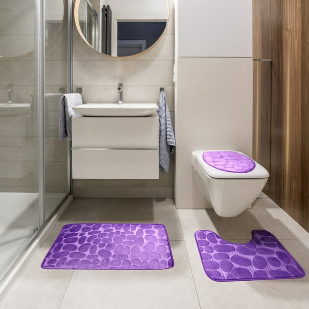 Juego de 3 Alfombras de Baño de Espuma Suave con Base Antideslizante | Alfombrillas de Baño Absorbentes y Lavables a Máquina para Niños y Adultos