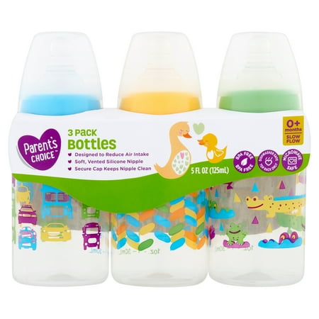 Parent's Choice BPA Free Bottles, 5 oz, 3 Pack - Colors May Vary