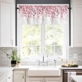 thumbnail image 2 of Pink Eucalyptus Leaves Curtain Valance for Windows Watercolor Window Treatments 1 Panel Short Curtains for Kitchen Windows Bathroom Bedroom,54 x 18 Inch, 2 of 6