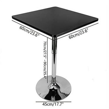 Bar Table, Square Bar Table Pub Drinks Cafe Modern Table Adjustable Height 360°Swivel Tall Cocktail Tables Bistro Table 27.6-35.4", Black