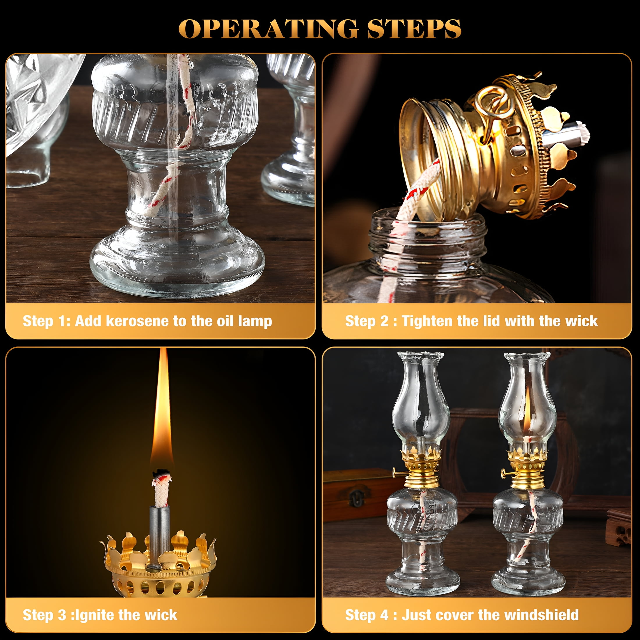 HIBIBUD 2026 New Retro Kerosene Lamp Lantern Oil for Indoor Supply Glass Old Fashioned Vintage for Home, Camping, Decoration, Emergency, Outdoor