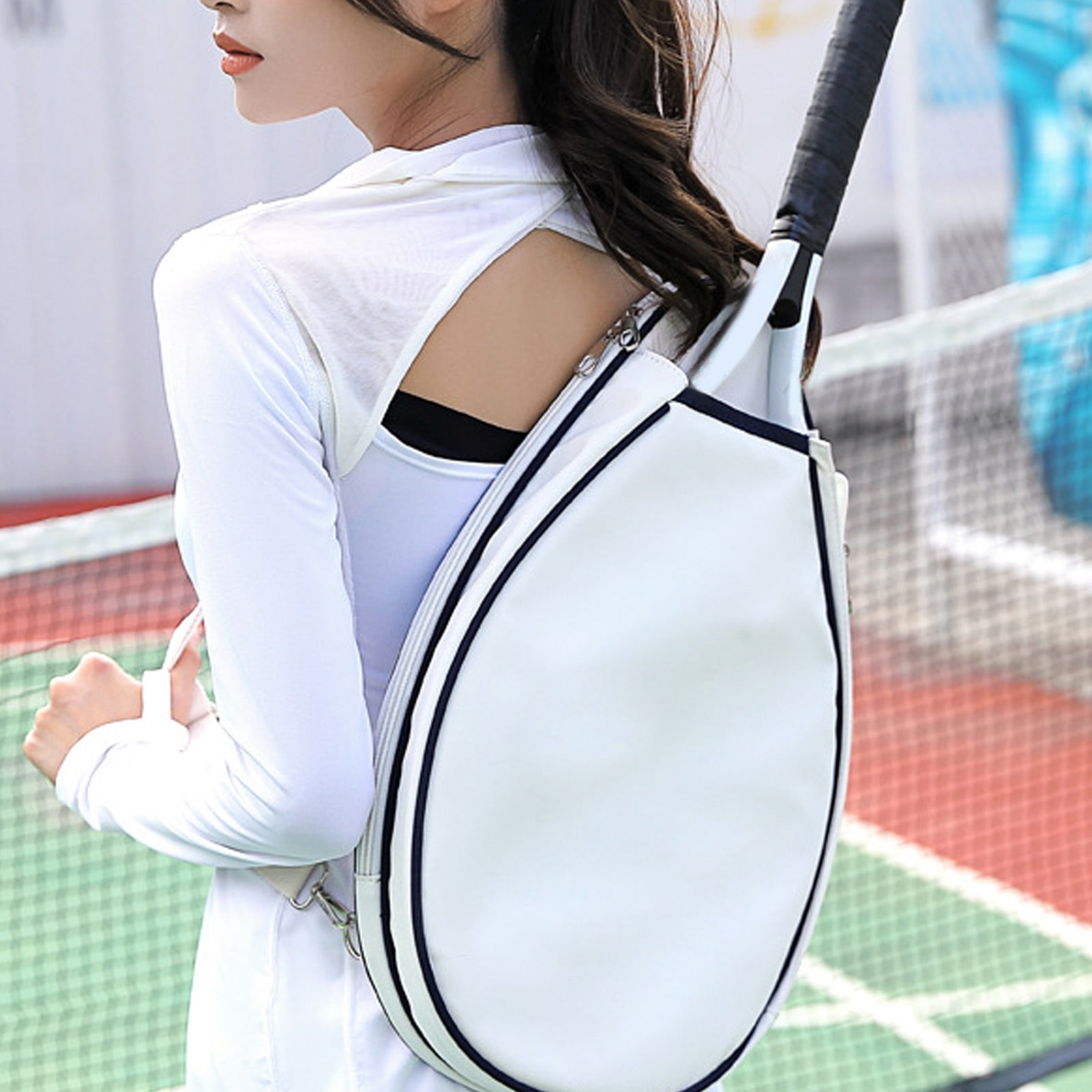 Yajisi Athletic Tennis Backpack for Men Women Water Resistant Tennis Racket Sling Bag with Adjustable Shoulder Strap for Pickleball Badminton Rackets Blue Border 18.5x11.8in / 47x30cm