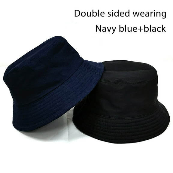 yunLCZ Sun Hats for Women Cute Bucket Hat Beach Fisherman Hats for Women, Reversible Double-Side-Wear cotton Navy M
