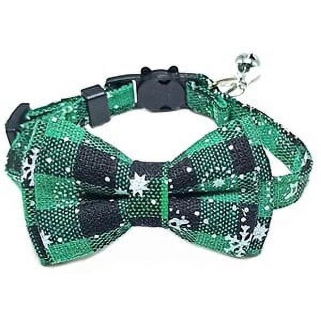 Collar con lazo para gato, pajarita, hebilla de seguridad a cuadros con campana, Collar de Navidad para Chihuahua, Accesorios ajustables para perros y mascotas