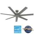 thumbnail image 2 of Hunter 60 inch Outdoor or Indoor Ceiling Fan without Light - Ceiling Fan with Wall Control, For Patio, Garage, or Porch, Quiet, Standard Mount, 7 Blades - Downtown 51589, Matte Silver, 2 of 17