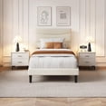 thumbnail image 2 of Towallmark Modern Upholstered Platform Bed Frame with Headboard – Twin Size, Wooden Slats, Noise-Free, Underbed Storage, No Box Spring Required, Easy Assembly, offwhite, 2 of 9