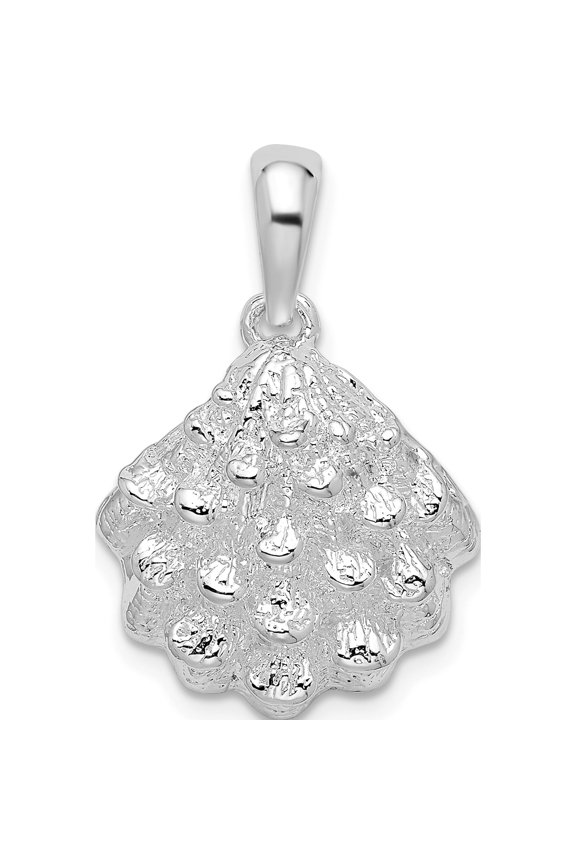 Sterling Silver Textured Oyster Shell Pendant(Length 24.5) - Jbsp