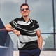 thumbnail image 4 of Balery Abstract Black White Swirls Camisa Polo de Hombre con Estampado, de Manga Corta y Tejido Medio, Camisa Tipo Golf Polo-Large, 4 of 6