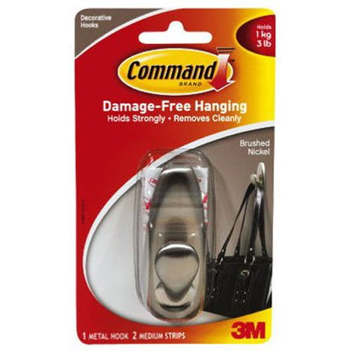 3M 93963 Command Medium Forever Classic Brushed Nickel Metal Hook