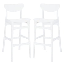 SAFAVIEH Thaxton Curved Mid Back Bar Stool, White (Set of 2)