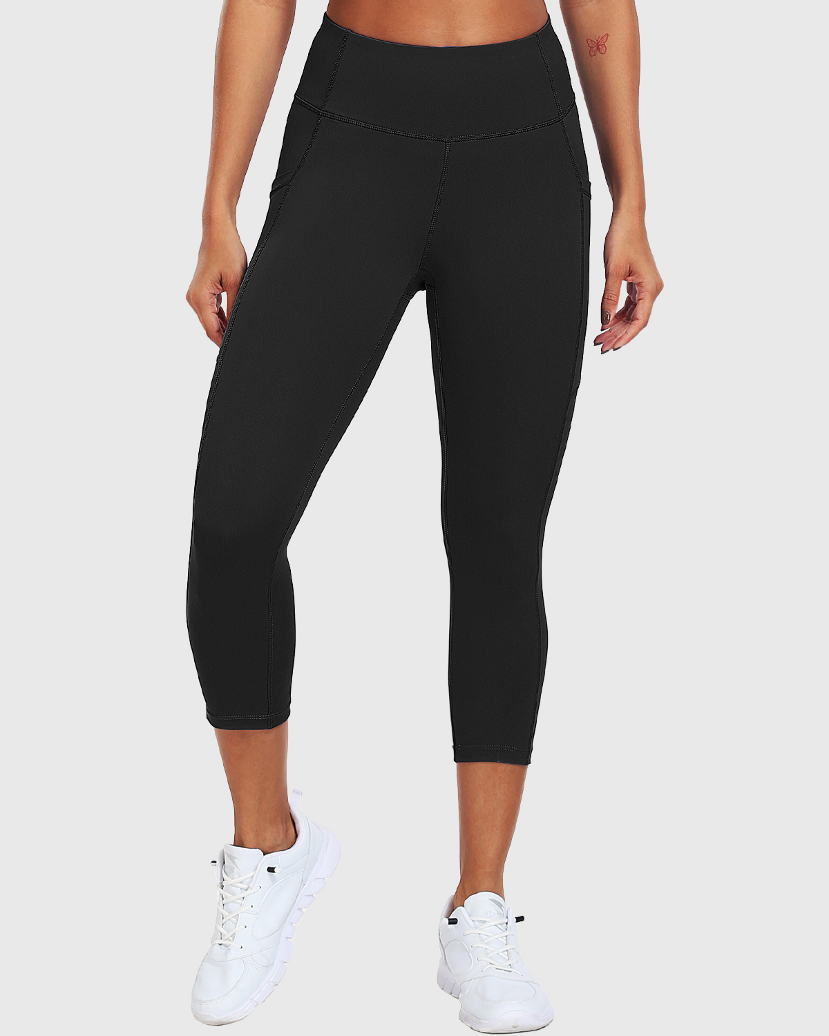 Neleus Women's High Waist Capri Yoga Leggings, Black photo 8