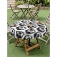 thumbnail image 4 of Outdoor Tablecloth with Umbrella Hole for Patio/Picnic/Party/Camping, Grey Football Waterproof Table Cloth Round Cover Washable, Watercolor Soccer Geometric Sports (Dia 60"), 4 of 9