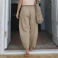 thumbnail image 4 of ShomPort Womens Pants Business Casual Loose Work Cropped Trousers Drawstring Cotton Linen Pants, 4 of 7