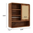 thumbnail image 4 of Wirrytor Walnut Wall Cabinet with Rattan Door and Open Shelves, Wall Mounted Storage Cabinet,Over The Toilet Storage Cabinet, Floating Hanging Cabinet Space Saver for Kitchen, Laundry Room, 4 of 9