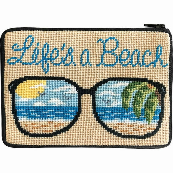 Alice Peterson Company Life's a Beach Cosmetic Case Needlepoint Kit