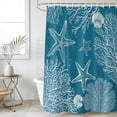 thumbnail image 4 of Blue Coastal Bathroom Shower Curtains with 12 Hooks Polyester Waterproof Shower Curtain for Stalls and Bathtubs Starfish Coral Summer Beach Ocean Decorative Bathroom Privacy Curtain 72x72 Inches, 4 of 9