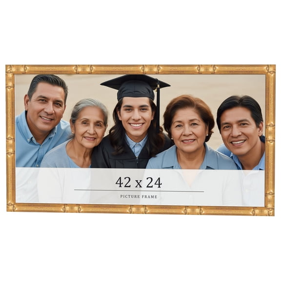 42x24 Frame Gold Bamboo Solid Wood Picture Frame | 0.75 Inch Moulding Width | Interior Frame Depth