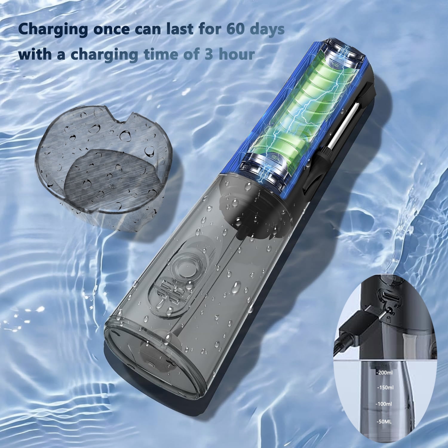 Ear Wax Removal Kit - Water Powered Ear Cleaner with 4 Reusable Replacement Tips and 3 Water Pressure Modes, Safe Electric Ear Wax Removal Tool, IPX7 Waterproof USB-C Rechargeable
