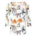 thumbnail image 4 of Pompotops T-shirt Mode Imprimé Ample Manches 3/4 Blouse Col Rond Tops Décontractés Liquidation, 4 of 4