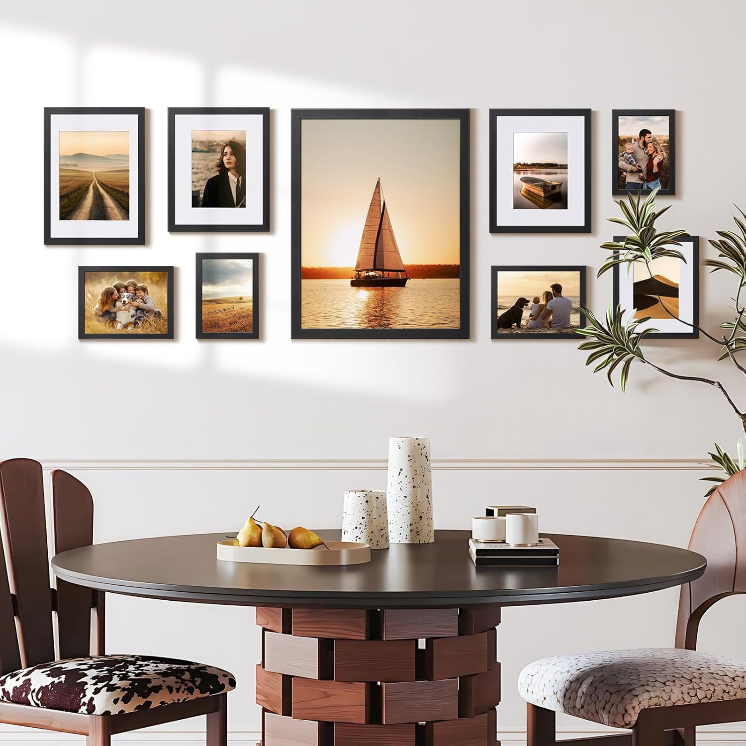 TAVENE 5 pack,4x6 Picture Frame, Black Frames Display Photo 4x6 without or 3.5x5 with Mat, Gallery Wall Frame Set, Tabletop Display or Wall (Black)