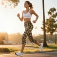 thumbnail image 3 of SCRAWLGOD Fur Leopard Print Capri Leggings for Women, High Waist Capri Yoga Leggings, Squat Proof Running Yoga Pants, Workout Running Tummy with Pockets for Women, XS, 3 of 7