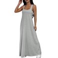 thumbnail image 3 of Women'S Two-Piece Sleeveless Square Neck Tank Maxi Dress with Built-in Crop Top Deep Space Gray S, 3 of 9