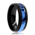 thumbnail image 2 of Beaux Bijoux Men's Black and Blue Tungsten Ring | Simulated Diamond CZ Ring | Men's Trendy Ring | Fine Rings for Men-10, 2 of 7