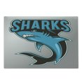 thumbnail image 1 of Shark Cutting Board, Angry Danger Fish Fins Aggressive Sea Creature Monster Life Illustration, Decorative Tempered Glass Cutting and Serving Board, Large Size, Petrol Blue Black Grey, by Ambesonne, 1 of 1