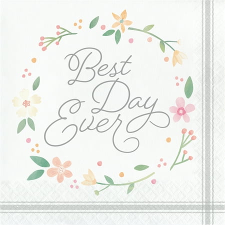 Country Floral Best Day Ever Napkins, 48 Count