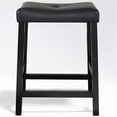 thumbnail image 3 of UPHOLSTERED SADDLE SEAT BAR STOOL IN BLACK FINISH WITH 24 INCH SEAT HEIGHT. (SET OF TWO), 3 of 7