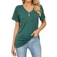 thumbnail image 2 of Tittly T Shirts for Women Tshirts Shirts Women's Down V Neck T Shirts Short Sleeve Tunic Shirts Basic Tee Casual Knit Tops Basic Tees Summer Tops Green XL, 2 of 4