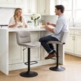 thumbnail image 3 of FIRAVOE Swivel Bar Stools Set of 2, Double-Layer Upholstered Counter Height Bar Stools with Back, PU Leather Height Adjustable Barstools for Kitchen Island, Gray, 3 of 9