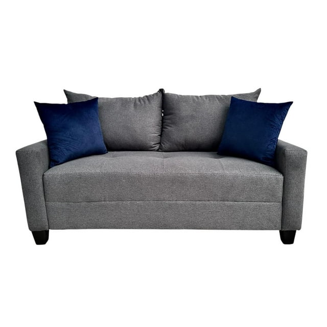 Love Seat Salvanto Lilo Lino Gris, Moderno, 2 Plazas