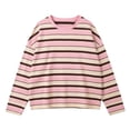thumbnail image 3 of Azrian Women’s Striped Crewneck Long Sleeve Top,Oversized Long Sleeve Striped Pullover Sizes S-XL, 3 of 5