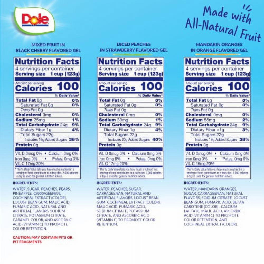 2X-Dole Fruit Bowls in Gel Cups Variety Pack - 4.3 oz - 12 ct