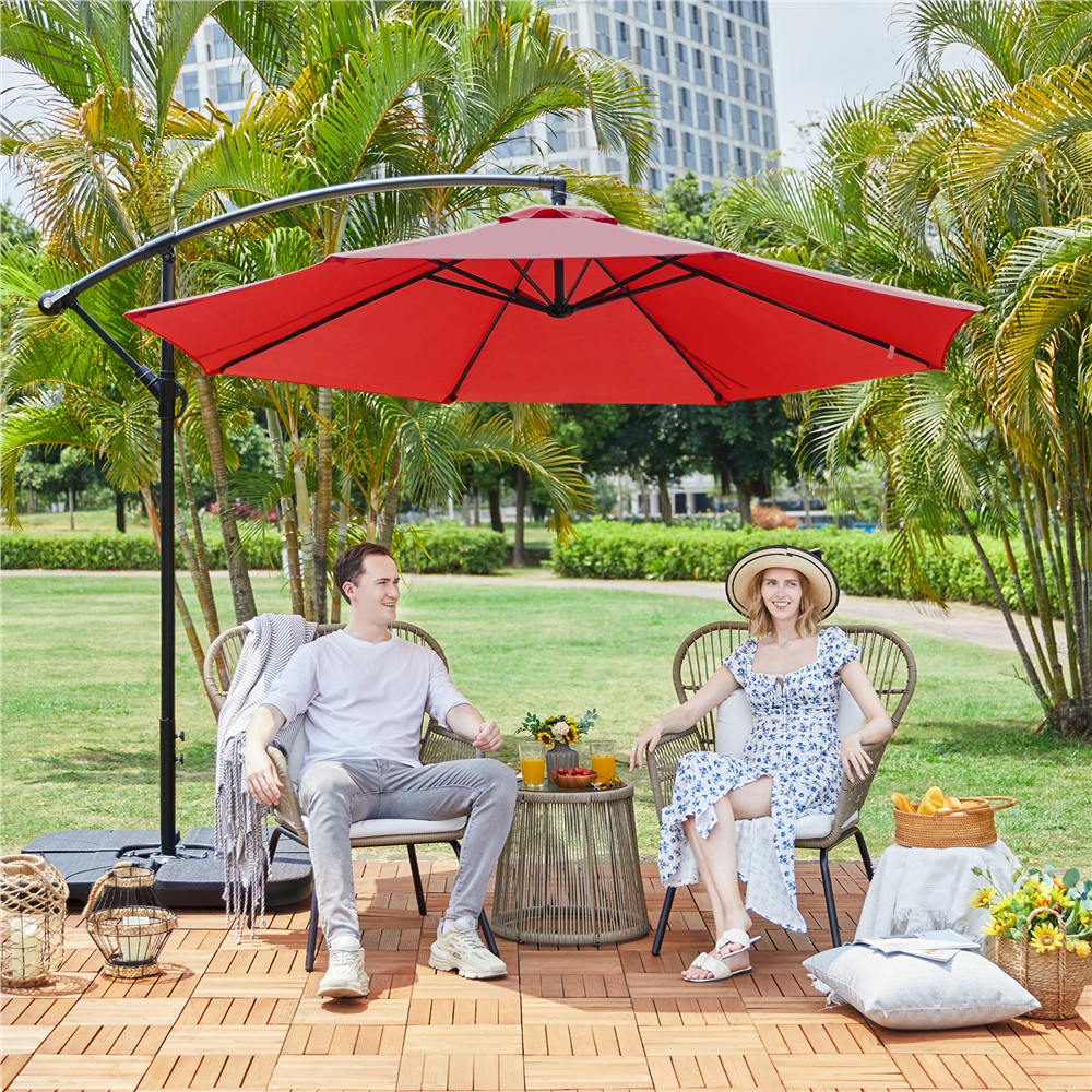 Renwick 10ft Offset Cantilever Patio Hanging Umbrella, Red