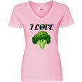 thumbnail image 3 of Inktastic I Love Broccoli Women's V-Neck T-Shirt, 3 of 5